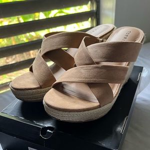 Suede Mule Platform Wedge